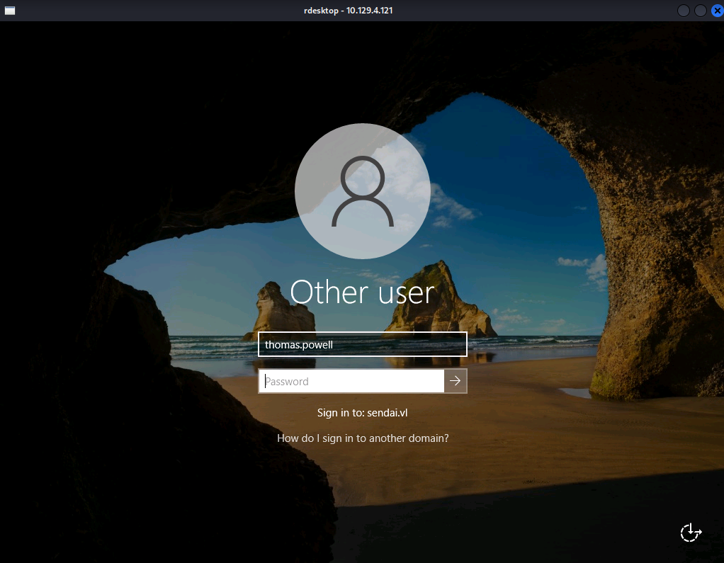Enter thomas.powell username and blank password